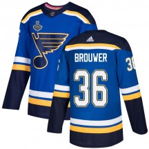 Youth Adidas St. Louis Blues Troy Brouwer Blue Home 2019 Stanley Cup Final Bound Jersey - Authentic