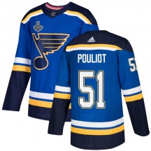 Youth Adidas St. Louis Blues Derrick Pouliot Blue Home 2019 Stanley Cup Final Bound Jersey - Authentic
