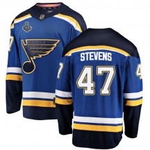 Men's Fanatics Branded St. Louis Blues Nolan Stevens Blue Home 2019 Stanley Cup Final Bound Jersey - Breakaway
