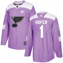 Youth Adidas St. Louis Blues Joel Hofer Purple Hockey Fights Cancer Jersey - Authentic