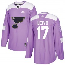 Youth Adidas St. Louis Blues Josh Leivo Purple Hockey Fights Cancer Jersey - Authentic