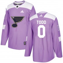 Youth Adidas St. Louis Blues Nathan Todd Purple Hockey Fights Cancer Jersey - Authentic