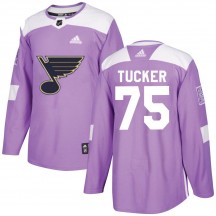 Youth Adidas St. Louis Blues Tyler Tucker Purple Hockey Fights Cancer Jersey - Authentic