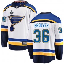 Youth Fanatics Branded St. Louis Blues Troy Brouwer White Away 2019 Stanley Cup Final Bound Jersey - Breakaway