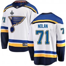 Youth Fanatics Branded St. Louis Blues Jordan Nolan White Away 2019 Stanley Cup Final Bound Jersey - Breakaway
