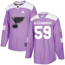 Men's Adidas St. Louis Blues Nikita Alexandrov Purple Hockey Fights Cancer Jersey - Authentic
