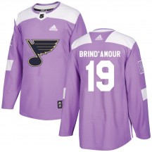 Men's Adidas St. Louis Blues Rod Brind'amour Purple Rod Brind'Amour Hockey Fights Cancer Jersey - Authentic