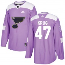 Men's Adidas St. Louis Blues Torey Krug Purple Hockey Fights Cancer Jersey - Authentic