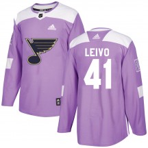 Men's Adidas St. Louis Blues Josh Leivo Purple Hockey Fights Cancer Jersey - Authentic