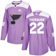 Men's Adidas St. Louis Blues Chris Thorburn Purple Hockey Fights Cancer Jersey - Authentic
