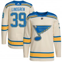 Youth Adidas St. Louis Blues Charlie Lindgren Cream 2022 Winter Classic Player Jersey - Authentic