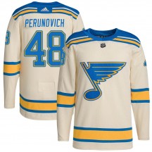 Youth Adidas St. Louis Blues Scott Perunovich Cream 2022 Winter Classic Player Jersey - Authentic