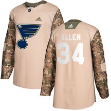 Youth Adidas St. Louis Blues Jake Allen Camo Veterans Day Practice Jersey - Authentic