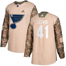 Youth Adidas St. Louis Blues Josh Leivo Camo Veterans Day Practice Jersey - Authentic