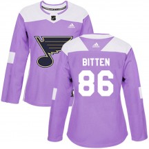 Women's Adidas St. Louis Blues Will Bitten Purple Hockey Fights Cancer Jersey - Authentic