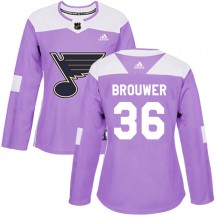 Women's Adidas St. Louis Blues Troy Brouwer Purple Hockey Fights Cancer Jersey - Authentic