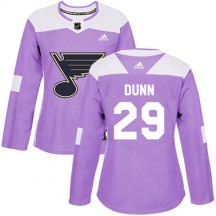 Women's Adidas St. Louis Blues Vince Dunn Purple Hockey Fights Cancer Jersey - Authentic