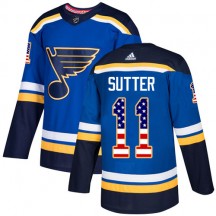 Youth Adidas St. Louis Blues Brian Sutter Blue USA Flag Fashion Jersey - Authentic