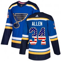 Men's Adidas St. Louis Blues Jake Allen Blue USA Flag Fashion Jersey - Authentic