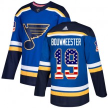 Youth Adidas St. Louis Blues Jay Bouwmeester Blue USA Flag Fashion Jersey - Authentic