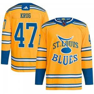 Men's Adidas St. Louis Blues Torey Krug Yellow Reverse Retro 2.0 Jersey - Authentic