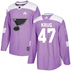 Youth Adidas St. Louis Blues Torey Krug Purple Hockey Fights Cancer Jersey - Authentic