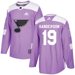 Youth Adidas St. Louis Blues Derek Sanderson Purple Hockey Fights Cancer Jersey - Authentic