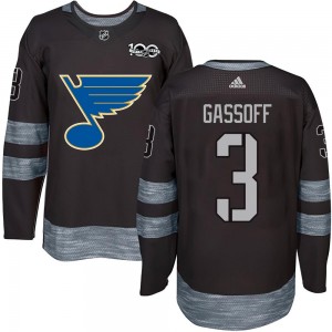 Youth St. Louis Blues Bob Gassoff Black 1917-2017 100th Anniversary Jersey - Authentic