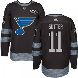 Youth St. Louis Blues Brian Sutter Black 1917-2017 100th Anniversary Jersey - Authentic