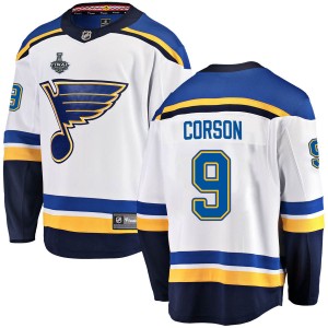 Youth Fanatics Branded St. Louis Blues Shayne Corson White Away 2019 Stanley Cup Final Bound Jersey - Breakaway