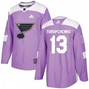 Men's Adidas St. Louis Blues Alexey Toropchenko Purple Hockey Fights Cancer Jersey - Authentic