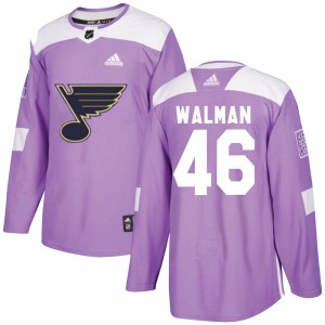 Men's Adidas St. Louis Blues Jake Walman Purple ized Hockey Fights Cancer Jersey - Authentic