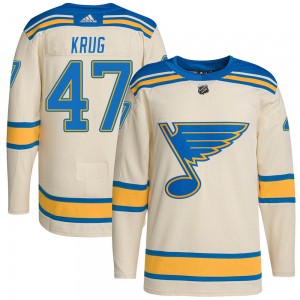 Youth Adidas St. Louis Blues Torey Krug Cream 2022 Winter Classic Player Jersey - Authentic