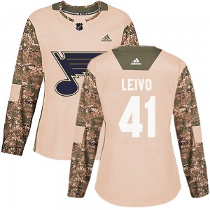 Women's Adidas St. Louis Blues Josh Leivo Camo Veterans Day Practice Jersey - Authentic