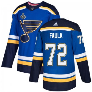 Men's Adidas St. Louis Blues Justin Faulk Blue Home 2019 Stanley Cup Final Bound Jersey - Authentic