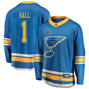Men's Fanatics Branded St. Louis Blues Glenn Hall Blue Alternate 2019 Stanley Cup Final Bound Jersey - Breakaway