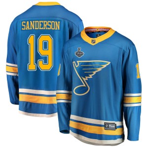 Men's Fanatics Branded St. Louis Blues Derek Sanderson Blue Alternate 2019 Stanley Cup Final Bound Jersey - Breakaway