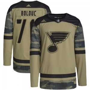 Youth Adidas St. Louis Blues Zack Bolduc Camo Military Appreciation Practice Jersey - Authentic