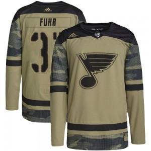 Youth Adidas St. Louis Blues Grant Fuhr Camo Military Appreciation Practice Jersey - Authentic