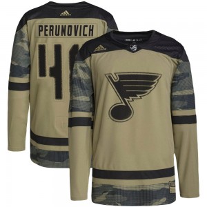 Youth Adidas St. Louis Blues Scott Perunovich Camo Military Appreciation Practice Jersey - Authentic