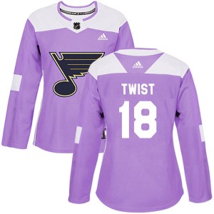 Women's Adidas St. Louis Blues Tony Twist Purple Hockey Fights Cancer Jersey - Authentic