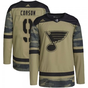 Men's Adidas St. Louis Blues Shayne Corson Camo Military Appreciation Practice Jersey - Authentic