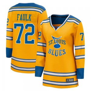 ST. LOUIS BLUES ADIDAS AUTHENTIC PRO-STITCH JUSTIN FAULK #72 ROAD JERSEY -  WHITE