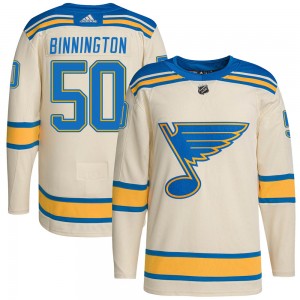 Men's Adidas St. Louis Blues Jordan Binnington Cream 2022 Winter Classic Player Jersey - Authentic