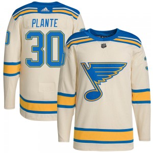 Men's Adidas St. Louis Blues Jacques Plante Cream 2022 Winter Classic Player Jersey - Authentic