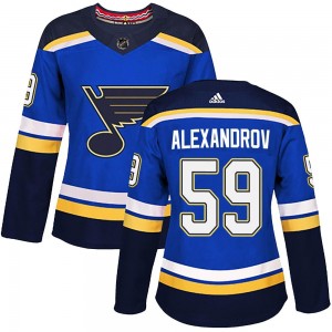 Women's Adidas St. Louis Blues Nikita Alexandrov Blue Home Jersey - Authentic