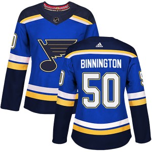 Women's Adidas St. Louis Blues Jordan Binnington Blue Home Jersey - Authentic