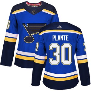 Women's Adidas St. Louis Blues Jacques Plante Blue Home Jersey - Authentic