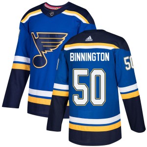 Men's Adidas St. Louis Blues Jordan Binnington Blue Home Jersey - Authentic