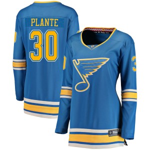 Women's Fanatics Branded St. Louis Blues Jacques Plante Blue Alternate Jersey - Breakaway